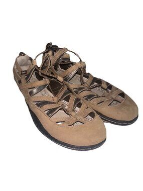 Jambu Women’s Bangle Barefoot Sandals Sz 7 Tan Brown Leather Bungee Fisherman
